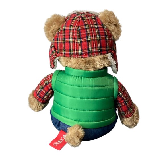 Belkie Winter Teddy Bear With Red Plaid Hooded Jacket & Green Puffer Vest 2019 - Picture 7 of 10